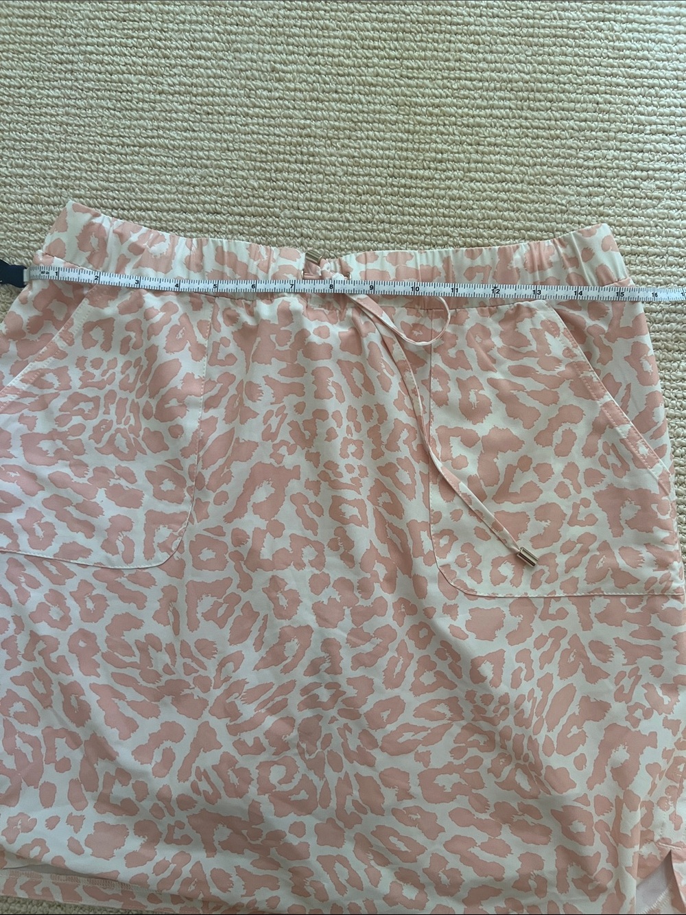 Chico's Pink Leopard-Print Drawstring Mini Skirt - Picture 8 of 11